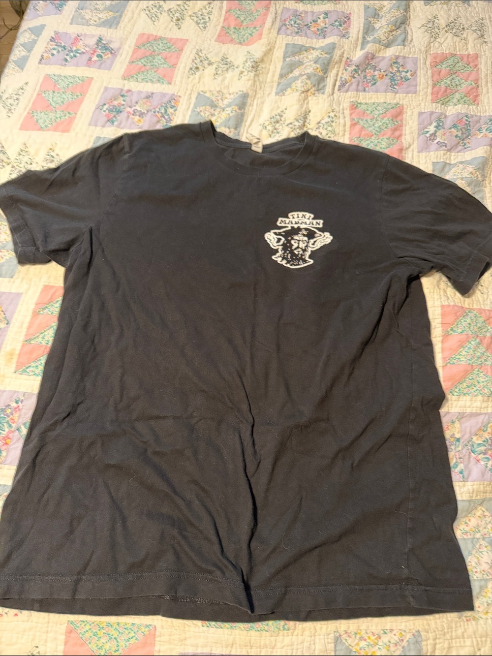 Black Graphic Men’s T-Shirt with White Logo
